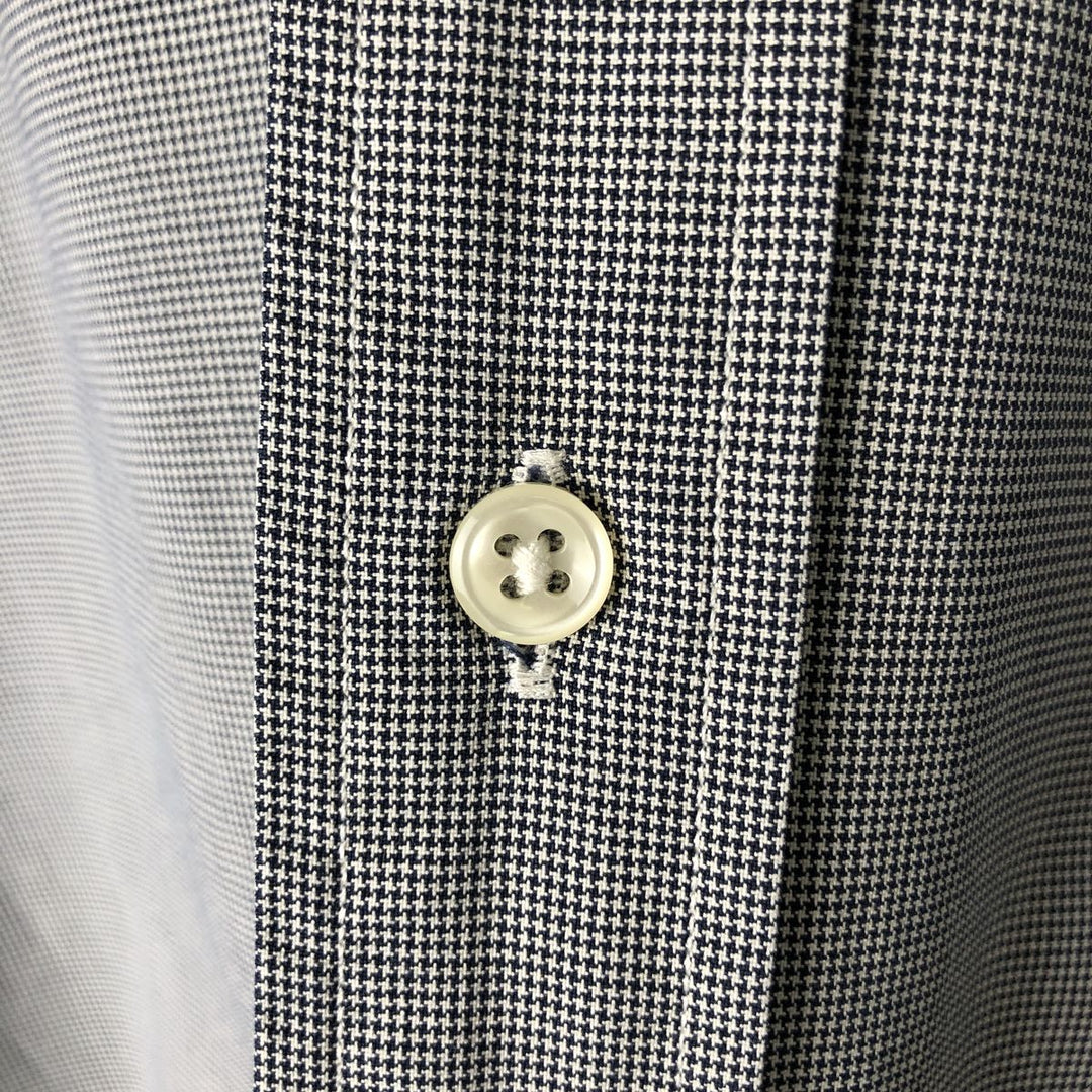 Ralph Lauren ELLINGTON Houndstooth Pattern Long-Sleeve Button-Down Shirt, Men's Size L (approx.) cotton gray type Vintage Second Hand