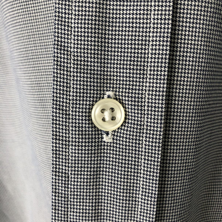 Ralph Lauren ELLINGTON Houndstooth Pattern Long-Sleeve Button-Down Shirt, Men's Size L (approx.) cotton gray type Vintage Second Hand