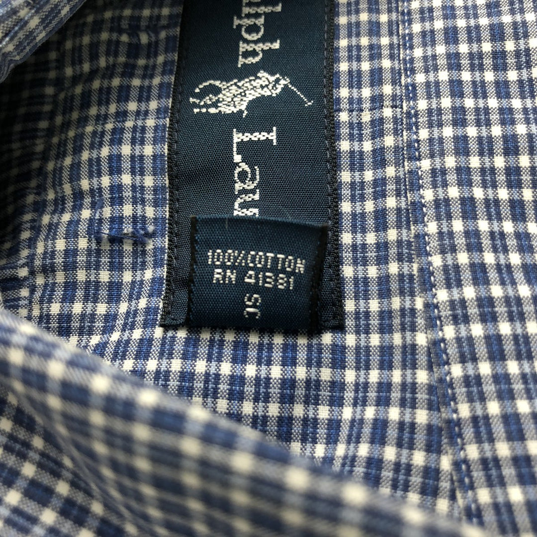 Ralph Lauren long sleeve button down check shirt, men's size L cotton blue type Vintage Second Hand