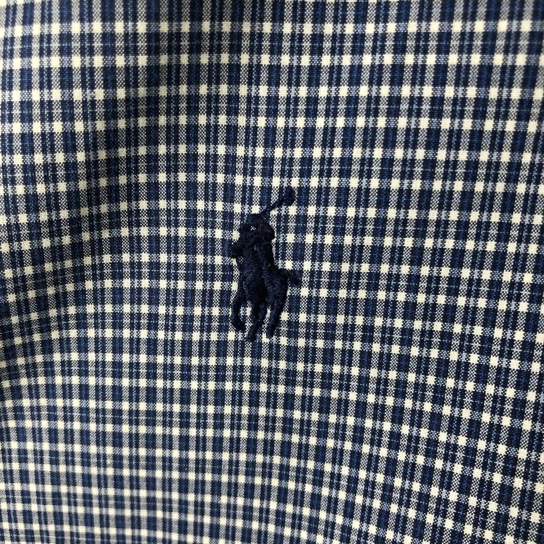Ralph Lauren long sleeve button down check shirt, men's size L cotton blue type Vintage Second Hand