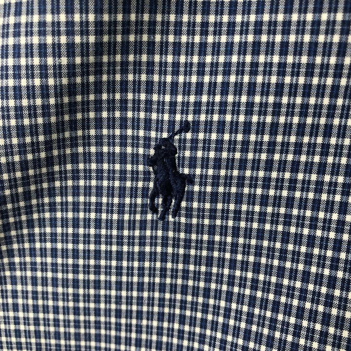 Ralph Lauren long sleeve button down check shirt, men's size L cotton blue type Vintage Second Hand