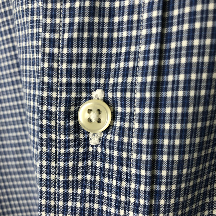 Ralph Lauren long sleeve button down check shirt, men's size L cotton blue type Vintage Second Hand