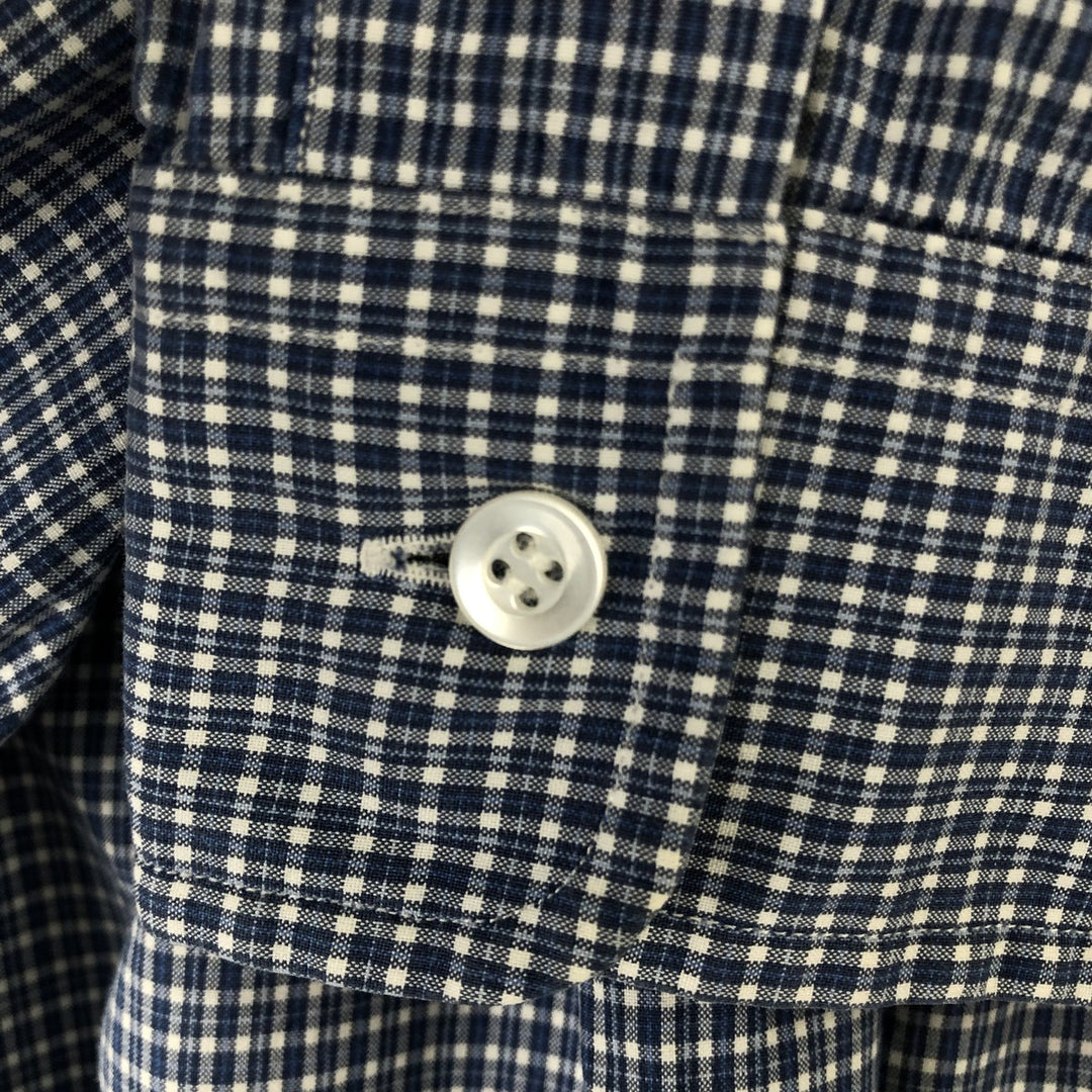 Ralph Lauren long sleeve button down check shirt, men's size L cotton blue type Vintage Second Hand