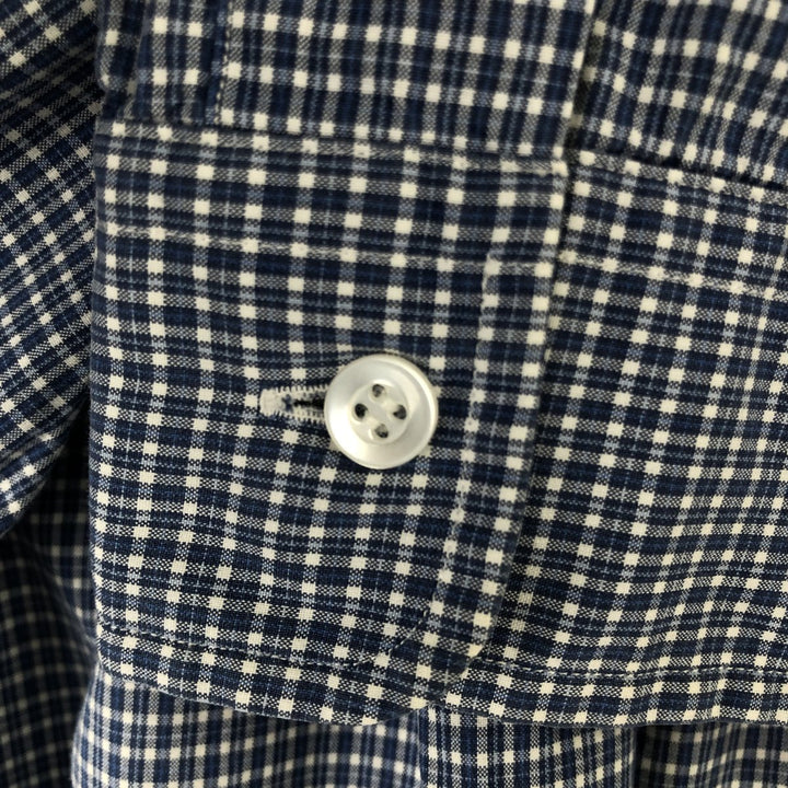 Ralph Lauren long sleeve button down check shirt, men's size L cotton blue type Vintage Second Hand