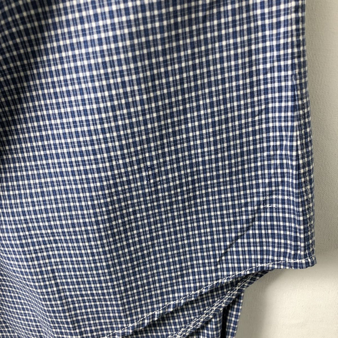 Ralph Lauren long sleeve button down check shirt, men's size L cotton blue type Vintage Second Hand