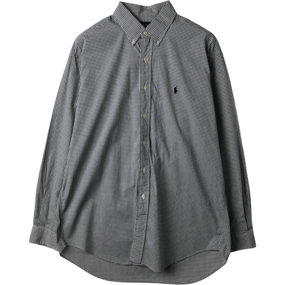 Ralph Lauren BLAKE long sleeve button down check shirt, men's size L cotton white type Vintage Second Hand