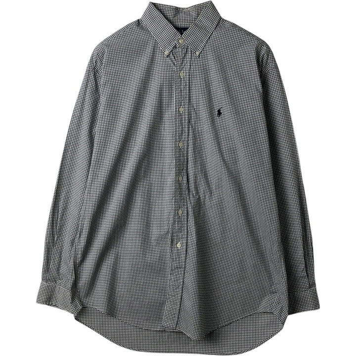 Ralph Lauren BLAKE long sleeve button down check shirt, men's size L cotton white type Vintage Second Hand