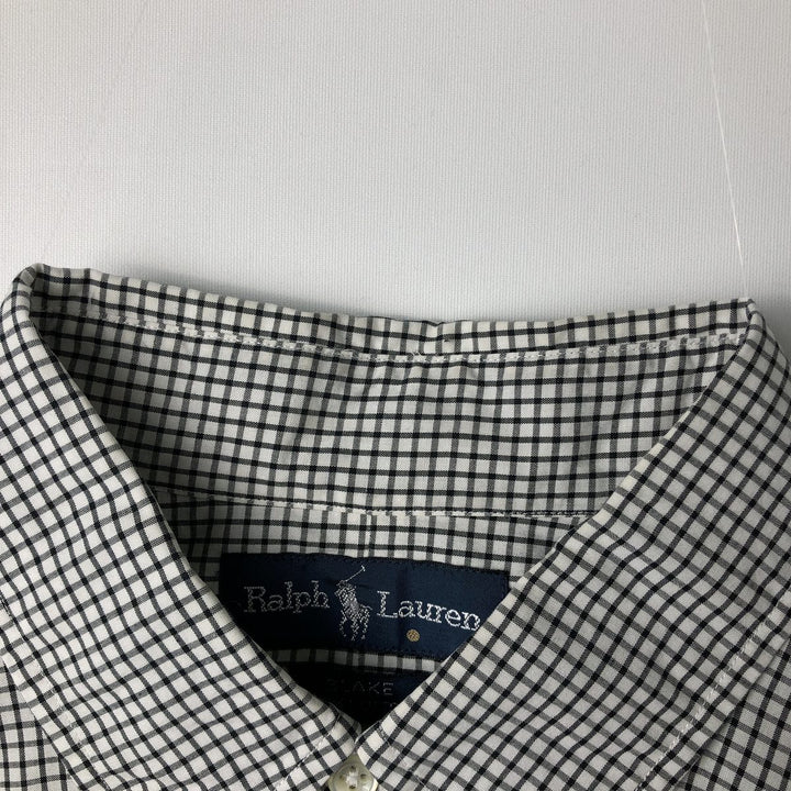 Ralph Lauren BLAKE long sleeve button down check shirt, men's size L cotton white type Vintage Second Hand