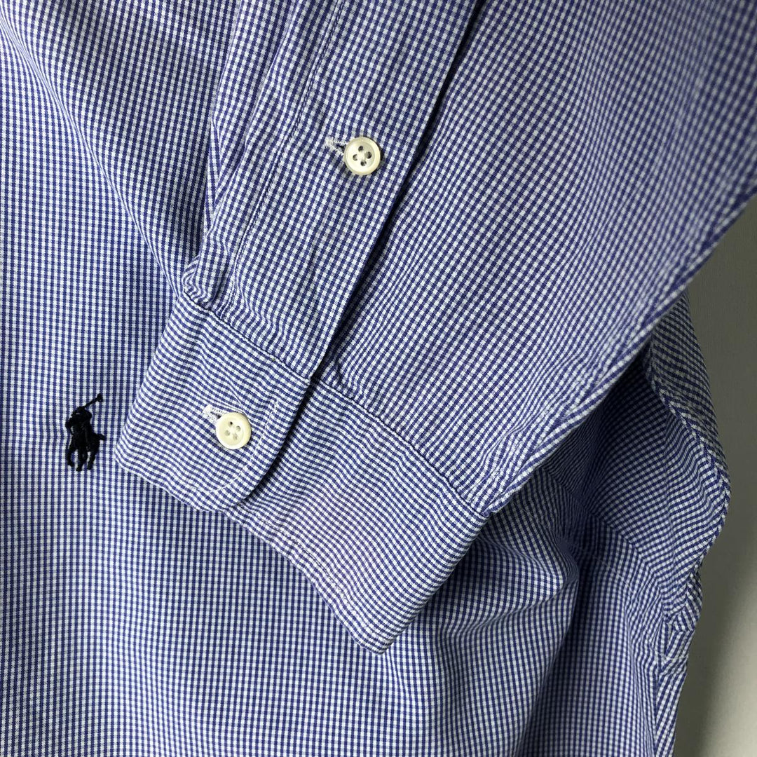 Ralph Lauren BLAKE long sleeve button down check shirt, men's size L cotton Blue type light blue Vintage Second Hand
