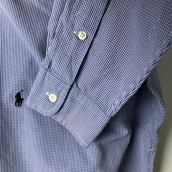 Ralph Lauren BLAKE long sleeve button down check shirt, men's size L cotton Blue type light blue Vintage Second Hand