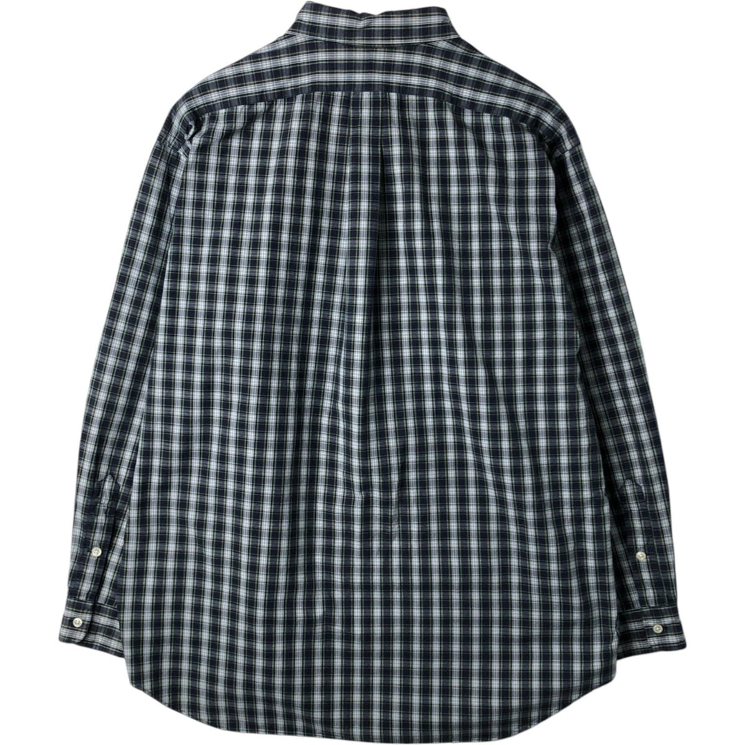 Ralph Lauren BLAKE long sleeve button down check shirt, men's XL size cotton navy blue type Vintage Second Hand