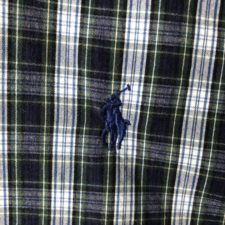 Ralph Lauren BLAKE long sleeve button down check shirt, men's XL size cotton navy blue type Vintage Second Hand