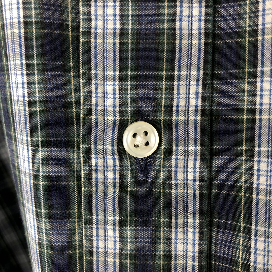 Ralph Lauren BLAKE long sleeve button down check shirt, men's XL size cotton navy blue type Vintage Second Hand