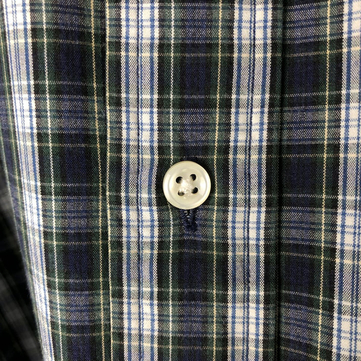 Ralph Lauren BLAKE long sleeve button down check shirt, men's XL size cotton navy blue type Vintage Second Hand
