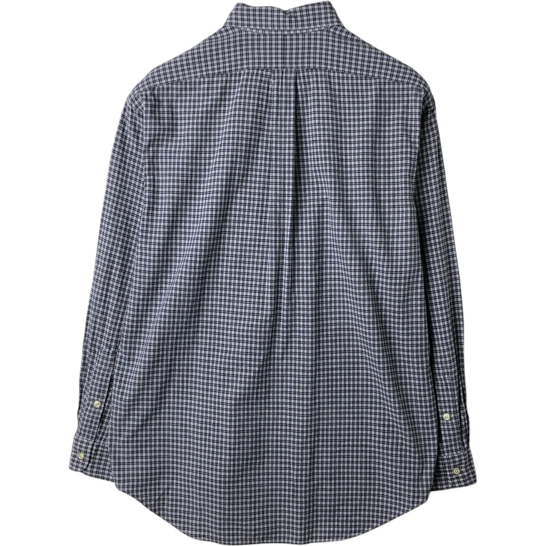 Ralph Lauren BLAKE Check Pattern Long Sleeve Button-Down Check Shirt, Men's Size Medium cotton navy blue type Vintage Second Hand