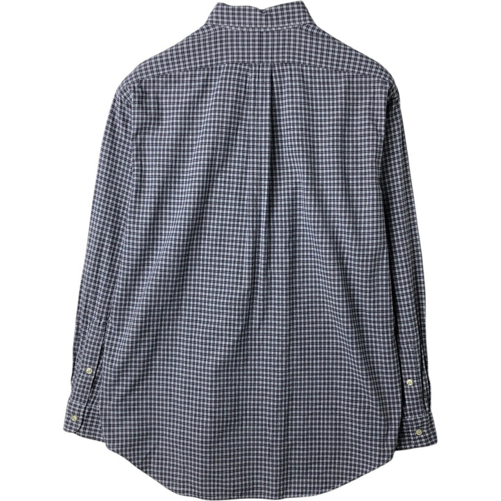 Ralph Lauren BLAKE Check Pattern Long Sleeve Button-Down Check Shirt, Men's Size Medium cotton navy blue type Vintage Second Hand