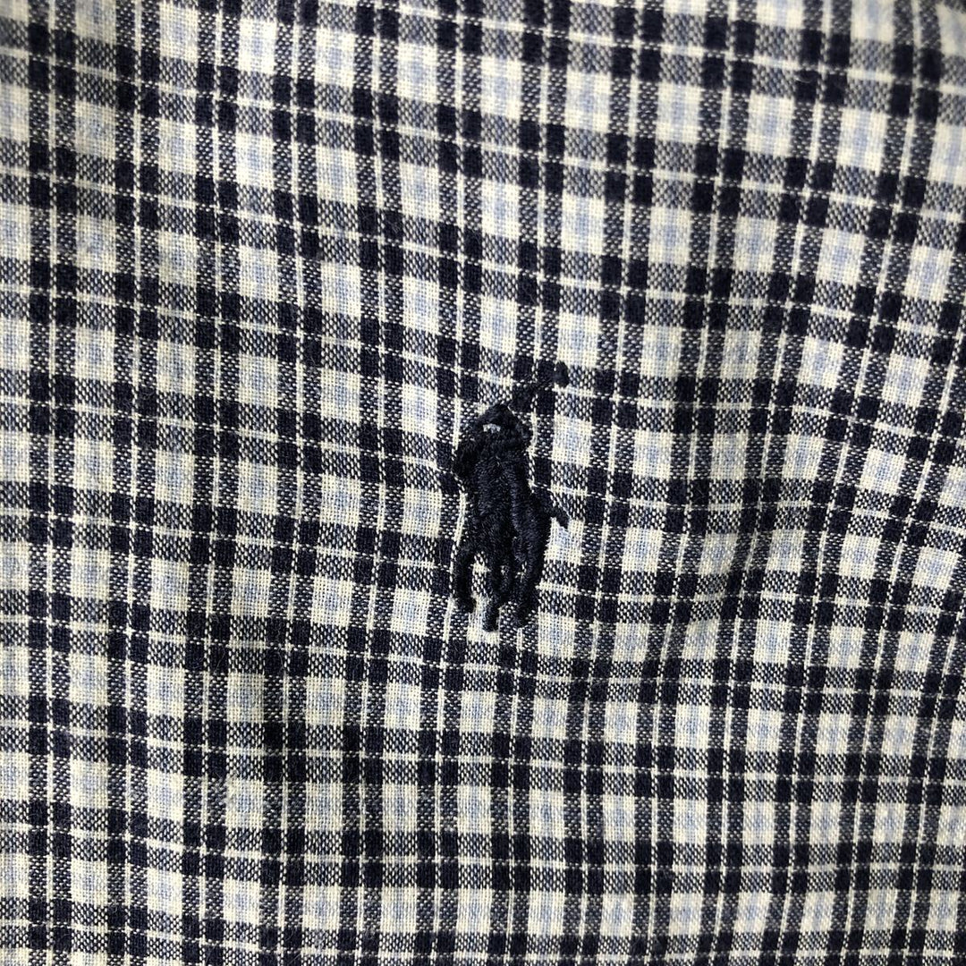 Ralph Lauren BLAKE Check Pattern Long Sleeve Button-Down Check Shirt, Men's Size Medium cotton navy blue type Vintage Second Hand