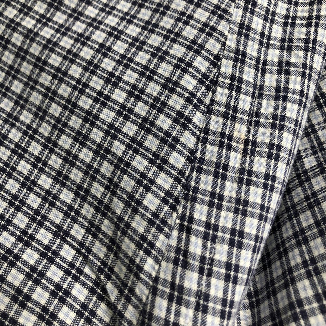 Ralph Lauren BLAKE Check Pattern Long Sleeve Button-Down Check Shirt, Men's Size Medium cotton navy blue type Vintage Second Hand