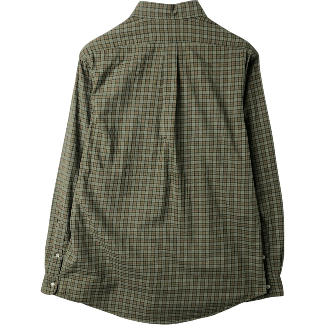 Ralph Lauren CUSTOM FIT long sleeve button down check shirt, men's size L cotton Khaki type Vintage Second Hand
