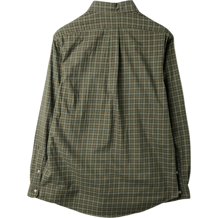 Ralph Lauren CUSTOM FIT long sleeve button down check shirt, men's size L cotton Khaki type Vintage Second Hand