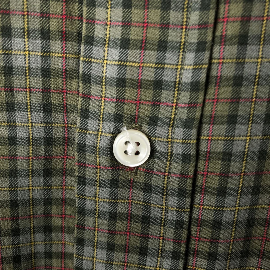Ralph Lauren CUSTOM FIT long sleeve button down check shirt, men's size L cotton Khaki type Vintage Second Hand