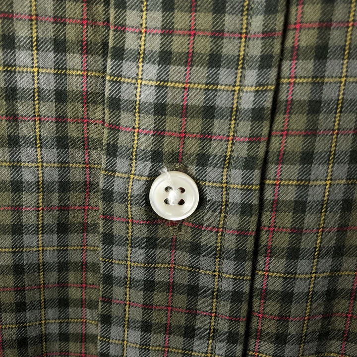 Ralph Lauren CUSTOM FIT long sleeve button down check shirt, men's size L cotton Khaki type Vintage Second Hand