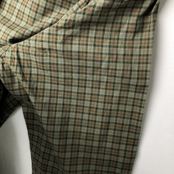 Ralph Lauren CUSTOM FIT long sleeve button down check shirt, men's size L cotton Khaki type Vintage Second Hand