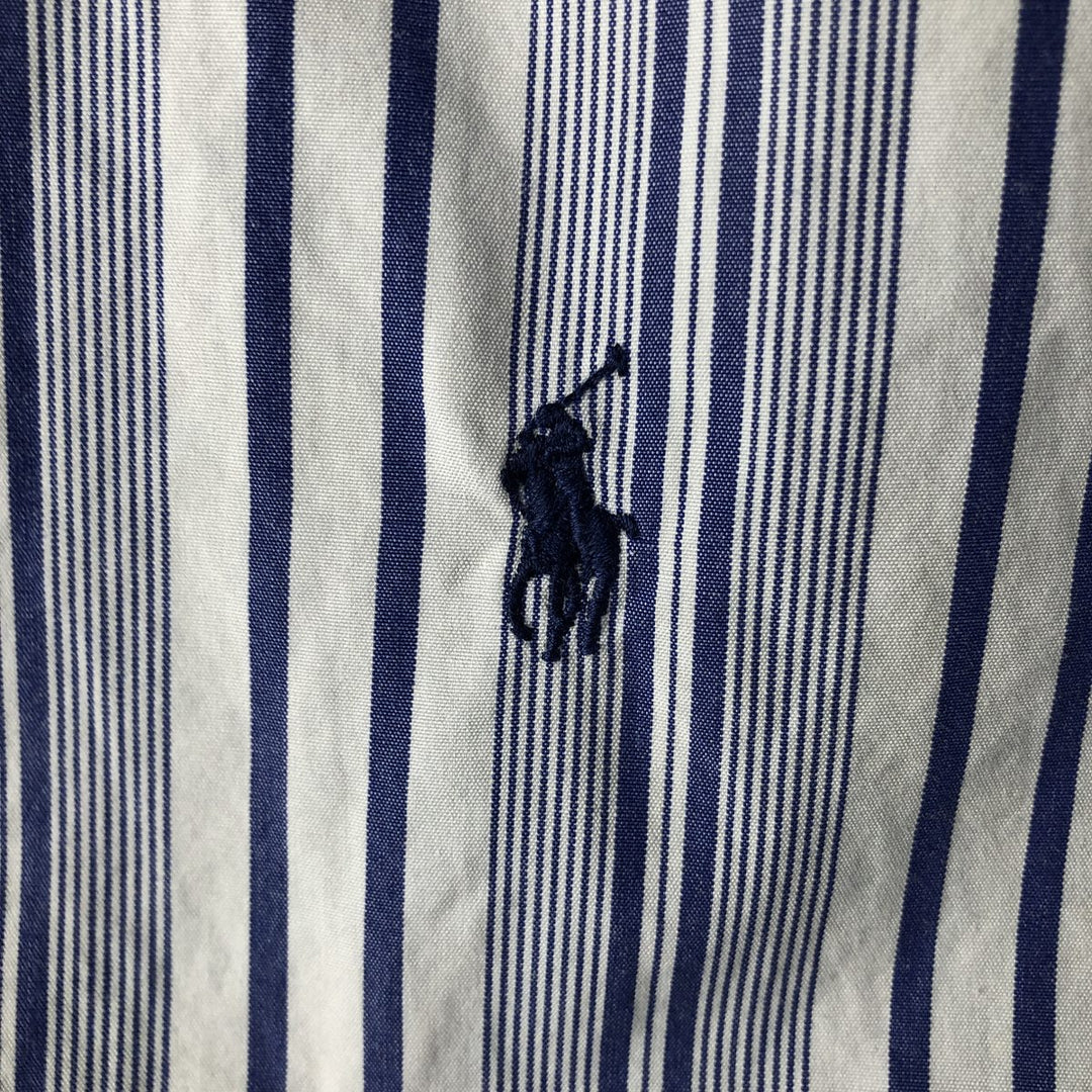 Ralph Lauren GOLF BLAKE Stripe Pattern Long-Sleeve Button-Down Stripe Shirt, Men's Size L (approx.) cotton Purple type blue-purple Vintage Second Hand