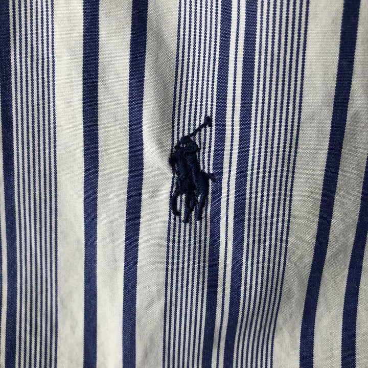 Ralph Lauren GOLF BLAKE Stripe Pattern Long-Sleeve Button-Down Stripe Shirt, Men's Size L (approx.) cotton Purple type blue-purple Vintage Second Hand