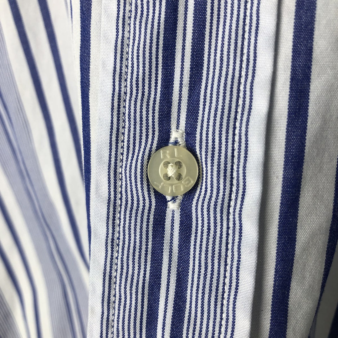 Ralph Lauren GOLF BLAKE Stripe Pattern Long-Sleeve Button-Down Stripe Shirt, Men's Size L (approx.) cotton Purple type blue-purple Vintage Second Hand