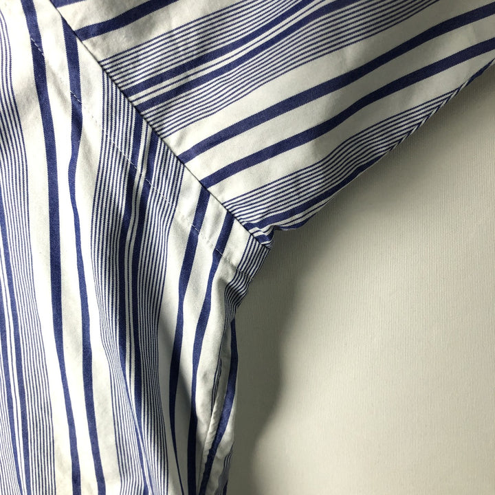 Ralph Lauren GOLF BLAKE Stripe Pattern Long-Sleeve Button-Down Stripe Shirt, Men's Size L (approx.) cotton Purple type blue-purple Vintage Second Hand