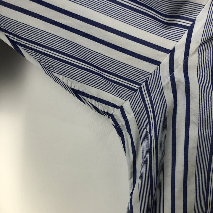 Ralph Lauren GOLF BLAKE Stripe Pattern Long-Sleeve Button-Down Stripe Shirt, Men's Size L (approx.) cotton Purple type blue-purple Vintage Second Hand