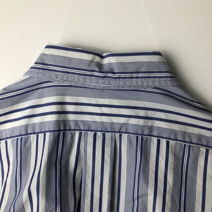 Ralph Lauren GOLF BLAKE Stripe Pattern Long-Sleeve Button-Down Stripe Shirt, Men's Size L (approx.) cotton Purple type blue-purple Vintage Second Hand