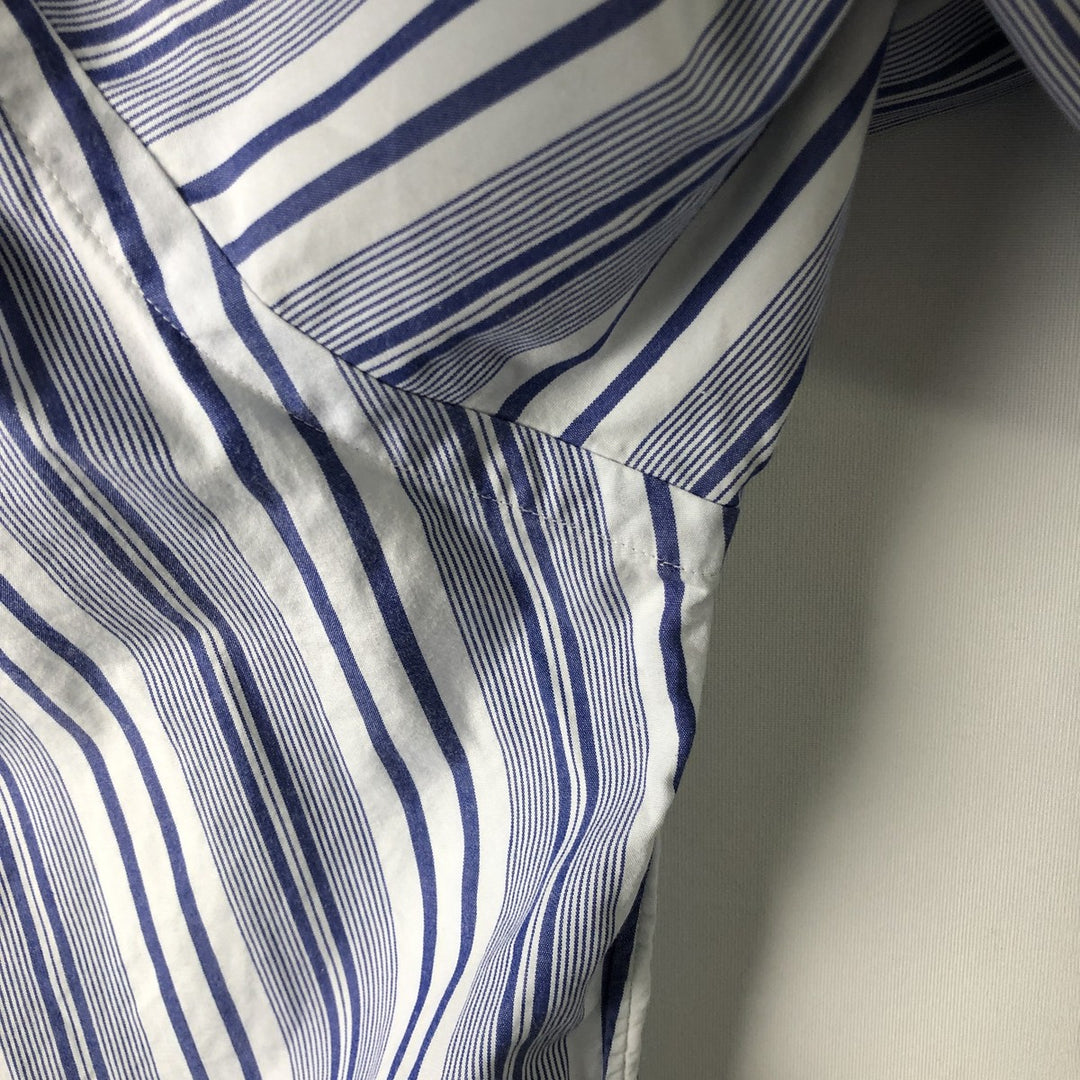 Ralph Lauren GOLF BLAKE Stripe Pattern Long-Sleeve Button-Down Stripe Shirt, Men's Size L (approx.) cotton Purple type blue-purple Vintage Second Hand