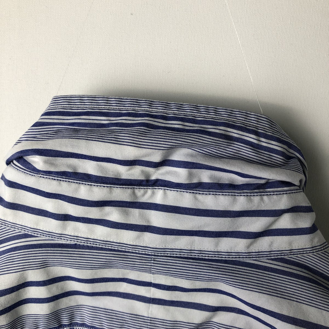 Ralph Lauren GOLF BLAKE Stripe Pattern Long-Sleeve Button-Down Stripe Shirt, Men's Size L (approx.) cotton Purple type blue-purple Vintage Second Hand