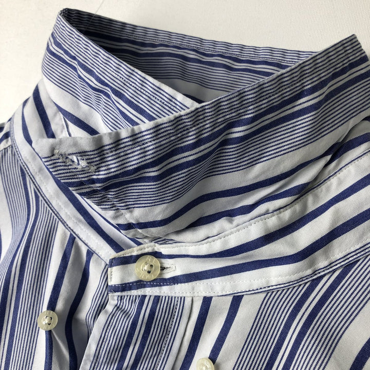 Ralph Lauren GOLF BLAKE Stripe Pattern Long-Sleeve Button-Down Stripe Shirt, Men's Size L (approx.) cotton Purple type blue-purple Vintage Second Hand