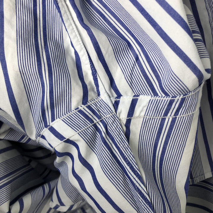 Ralph Lauren GOLF BLAKE Stripe Pattern Long-Sleeve Button-Down Stripe Shirt, Men's Size L (approx.) cotton Purple type blue-purple Vintage Second Hand