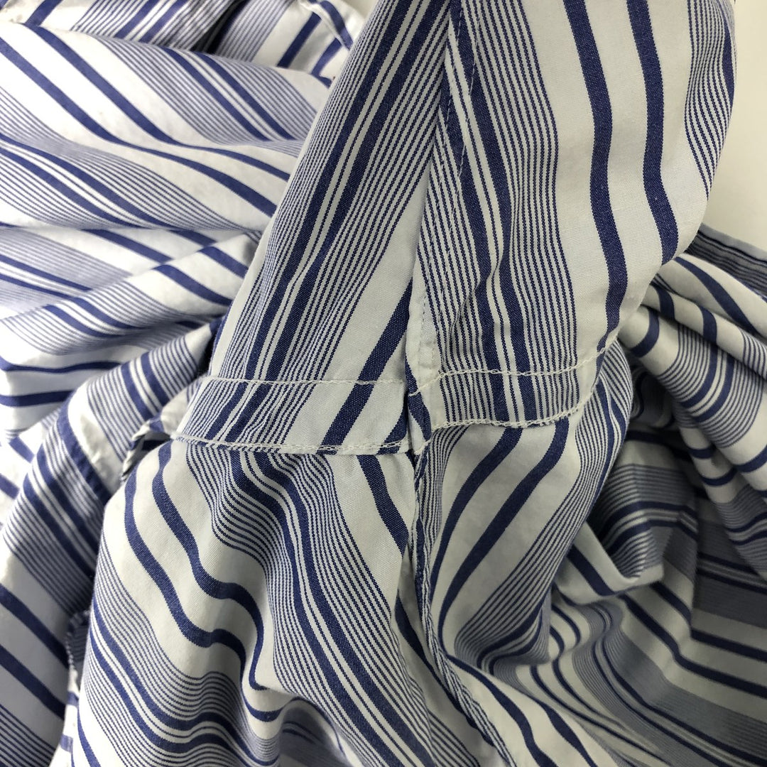 Ralph Lauren GOLF BLAKE Stripe Pattern Long-Sleeve Button-Down Stripe Shirt, Men's Size L (approx.) cotton Purple type blue-purple Vintage Second Hand