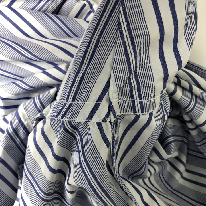 Ralph Lauren GOLF BLAKE Stripe Pattern Long-Sleeve Button-Down Stripe Shirt, Men's Size L (approx.) cotton Purple type blue-purple Vintage Second Hand