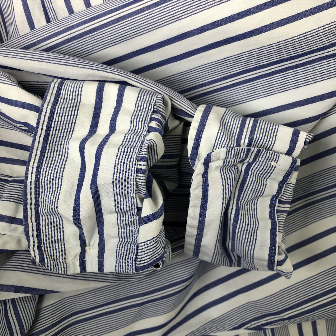 Ralph Lauren GOLF BLAKE Stripe Pattern Long-Sleeve Button-Down Stripe Shirt, Men's Size L (approx.) cotton Purple type blue-purple Vintage Second Hand