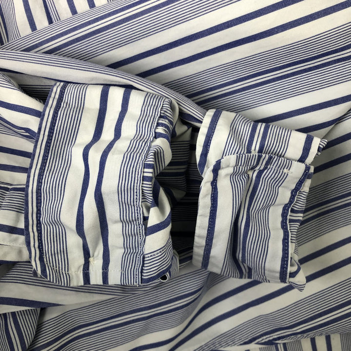 Ralph Lauren GOLF BLAKE Stripe Pattern Long-Sleeve Button-Down Stripe Shirt, Men's Size L (approx.) cotton Purple type blue-purple Vintage Second Hand