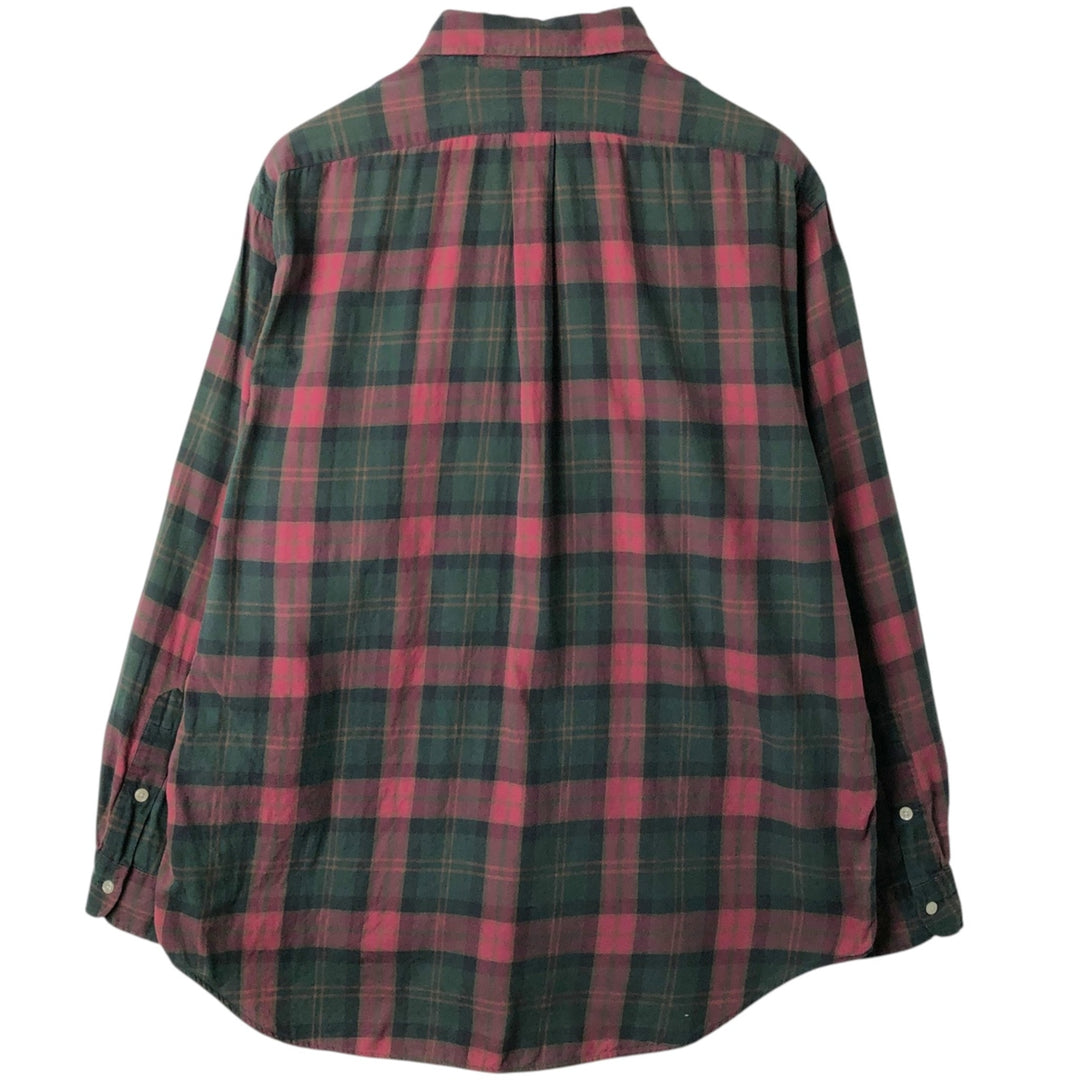 Ralph Lauren BLAIRE long sleeve button down check shirt, men's size L cotton red type Vintage Second Hand