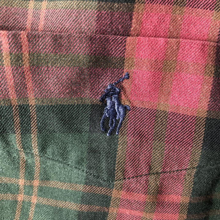 Ralph Lauren BLAIRE long sleeve button down check shirt, men's size L cotton red type Vintage Second Hand