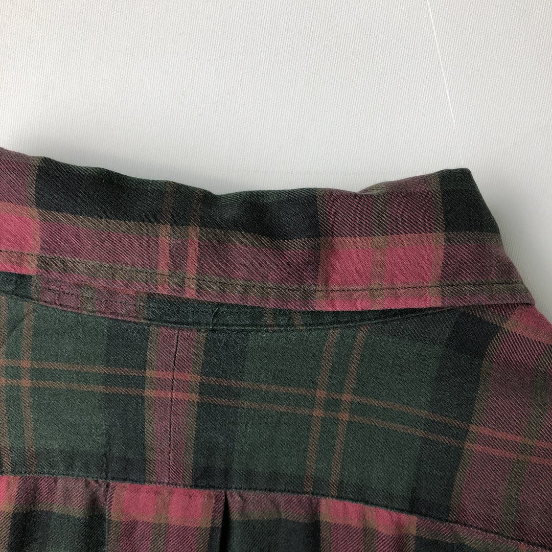 Ralph Lauren BLAIRE long sleeve button down check shirt, men's size L cotton red type Vintage Second Hand