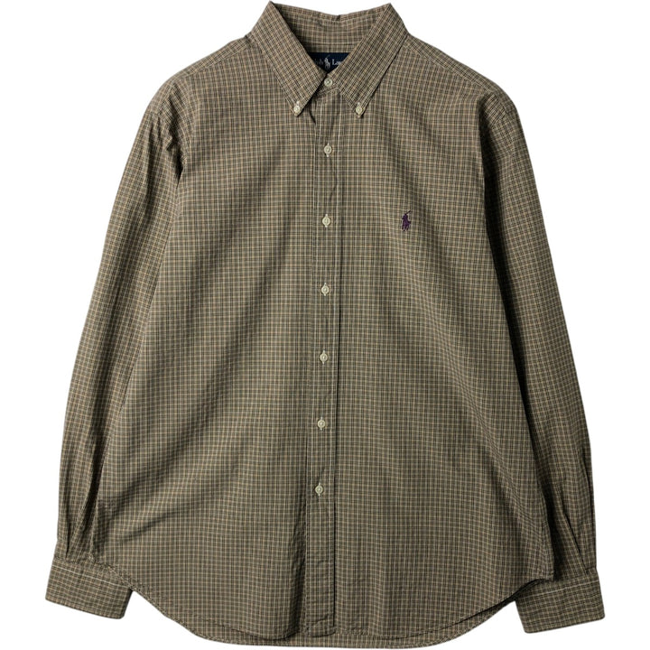 Ralph Lauren Classic Fit Long Sleeve Button Down Check Shirt, Men's Size L cotton brown type Vintage Second Hand