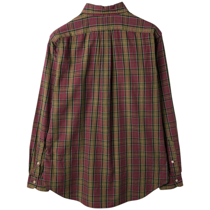 Ralph Lauren Classic Fit Long Sleeve Button Down Check Shirt Men's M cotton Red type red-purple Vintage Second Hand