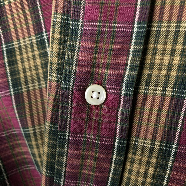 Ralph Lauren Classic Fit Long Sleeve Button Down Check Shirt Men's M cotton Red type red-purple Vintage Second Hand