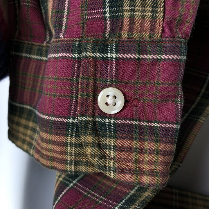 Ralph Lauren Classic Fit Long Sleeve Button Down Check Shirt Men's M cotton Red type red-purple Vintage Second Hand