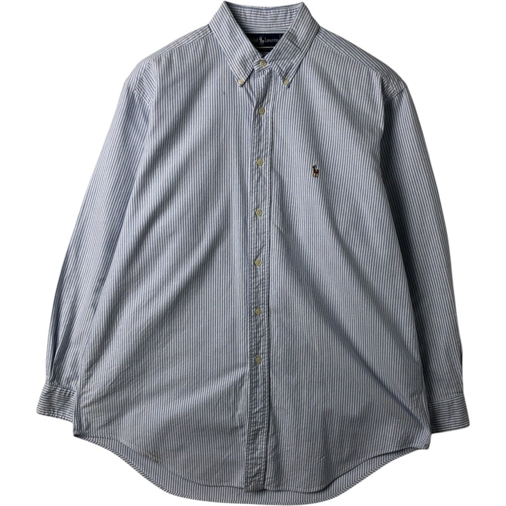 Ralph Lauren long sleeve button down striped shirt, men's size L cotton white type Vintage Second Hand