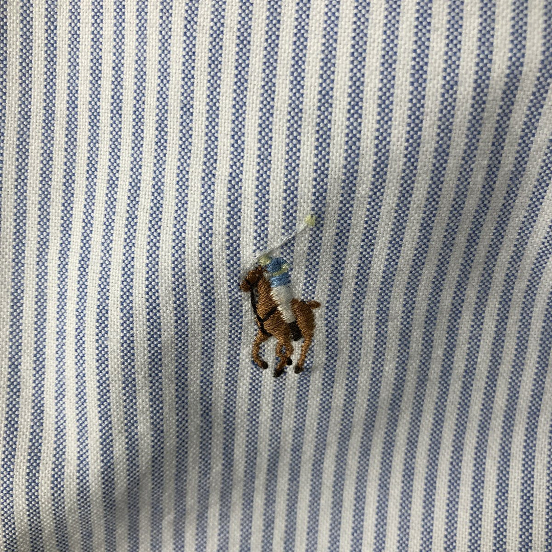 Ralph Lauren long sleeve button down striped shirt, men's size L cotton white type Vintage Second Hand